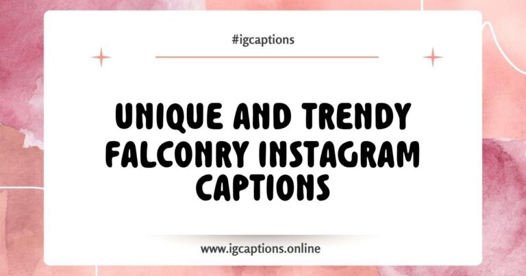 Image of a falcon perched majestically on a falconer's glove, showcasing the art of falconry. Captions for Instagram include 'Soaring high with my feathered friend,' 'Mastering the skies one flight at a time,' and 'Falconry: a bond that transc