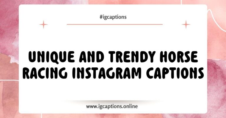 An engaging image of a horse racing event featuring a jockey in action, accompanied by popular Instagram captions like 'Feeling the thrill of the race!' and 'Chasing the finish line!' Perfect for horse racing enthusiasts looking for creative Horse Racing Instagram Captions to elevate their social media posts.