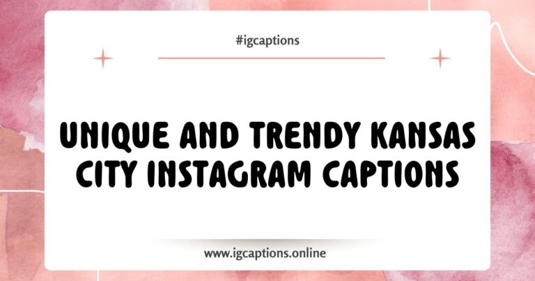 Colorful graphic featuring popular Kansas City Instagram captions like 'Kansas City vibes' and 'BBQ and Boulevard beer' with a scenic backdrop of the Kansas City skyline, perfect for enhancing your social media posts about the vibrant culture and attractions of Kansas City.