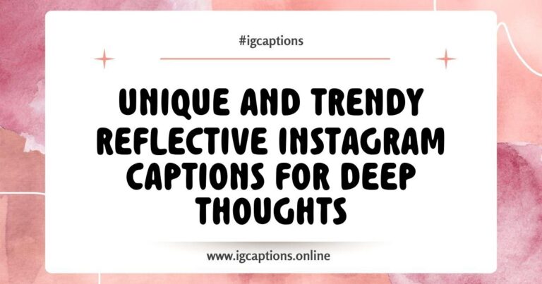 Image featuring a serene landscape with a sunset, capturing the essence of deep reflection. The image is accompanied by reflective Instagram captions such as 'In the stillness, I find my thoughts' and 'Embrace the silence, it whispers the truth.' Perfect for those seeking inspiration and thoughtful insights, this