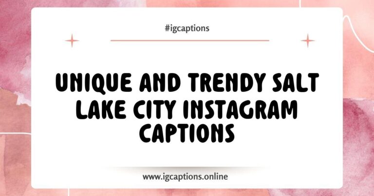 Stunning sunset over Salt Lake City skyline with text overlay featuring popular Instagram captions like 'Chasing sunsets in Salt Lake City' and 'City of Salt and Sky.' Perfect for enhancing your Salt Lake City Instagram captions with beautiful imagery.