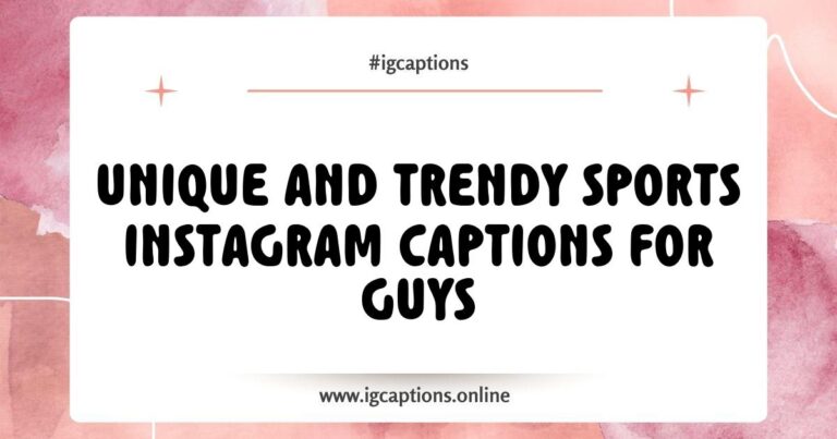 Creative Sports Instagram captions for guys featuring phrases like 'Game on, legends!' and 'Chasing victories, one play at a time' with an energetic image of a male athlete in action on the field, showcasing determination and passion for sports.