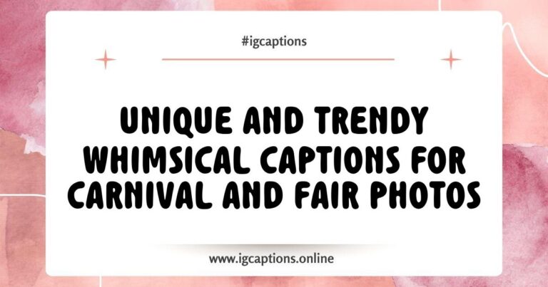Colorful carnival scene with a Ferris wheel and vibrant lights, featuring whimsical captions for carnival and fair photos like 'Life is a carnival; enjoy the ride!' and 'Catch me under the lights!' perfect for Instagram posts.